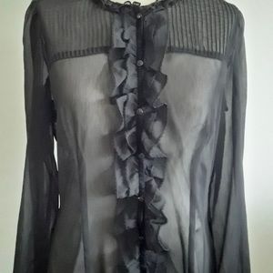 Ann Taylor LOFT Black Sheer Top 10 NWTS